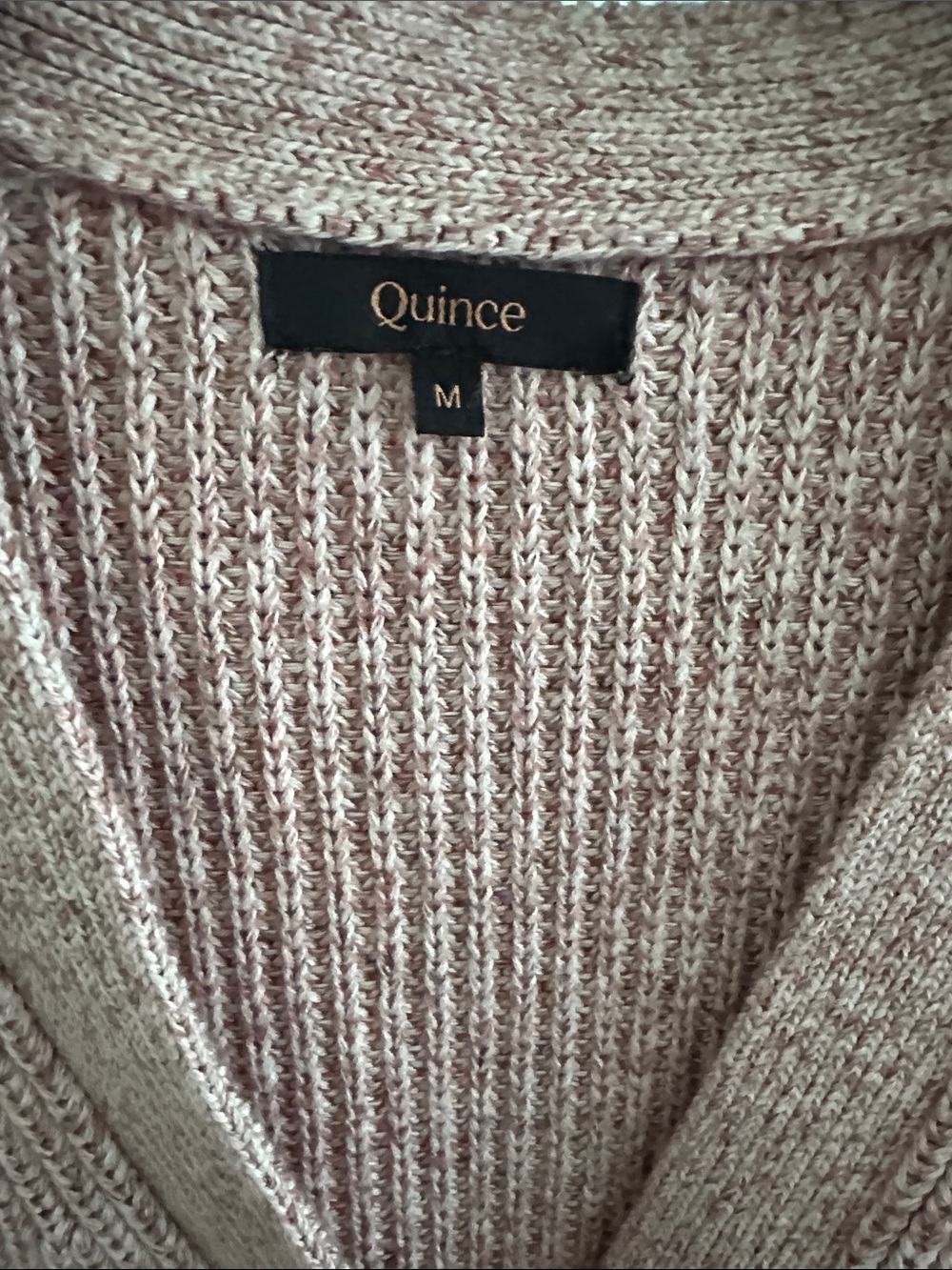 Quince Fisherman Boxy Marled Rose Pink Organic Cotton Cropped Cardigan - Picture 3 of 4